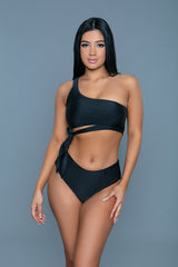 BeWicked Klara One Shoulder Swimsuit Bikini Set Black