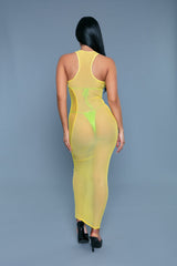 BeWicked Shelby Cover Up Halter Long Dress Yellow