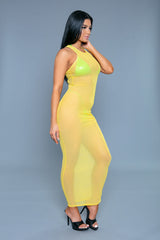 BeWicked Shelby Cover Up Halter Long Dress Yellow