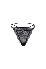 Oh la la Cheri Indie Eyelash Lace Tanga with Adjustable Crossing Waistband Black