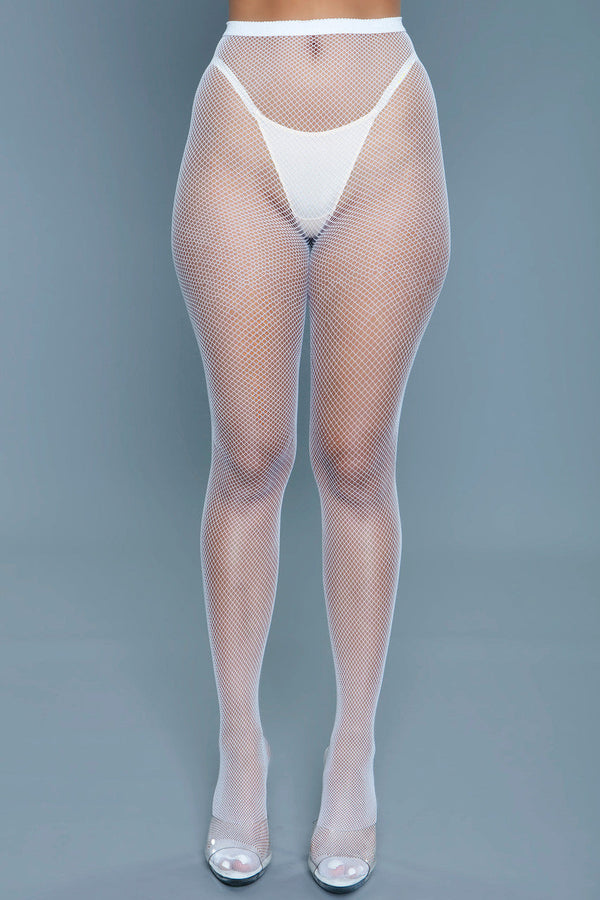 BeWicked Up All Night Pantyhose Fishnet White