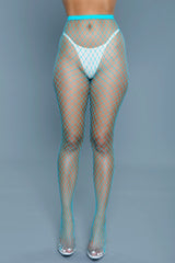 BeWicked Can't Back Down Pantyhose Turquoise Blue