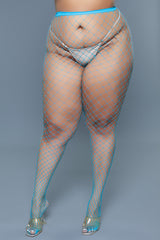 BeWicked Can't Back Down Pantyhose Turquoise Blue