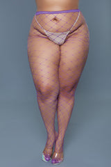 BeWicked Oversized Fishnet Pantyhose Purple