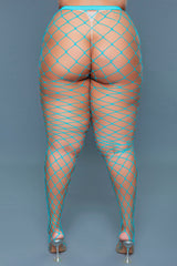 BeWicked Oversized Fishnet Pantyhose Turquoise
