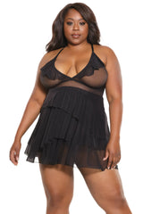 Coquette Queen First Move Babydoll & G-String Black