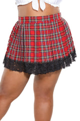 Coquette Queen Tartan Tease Pleated Skirt Dark Pink