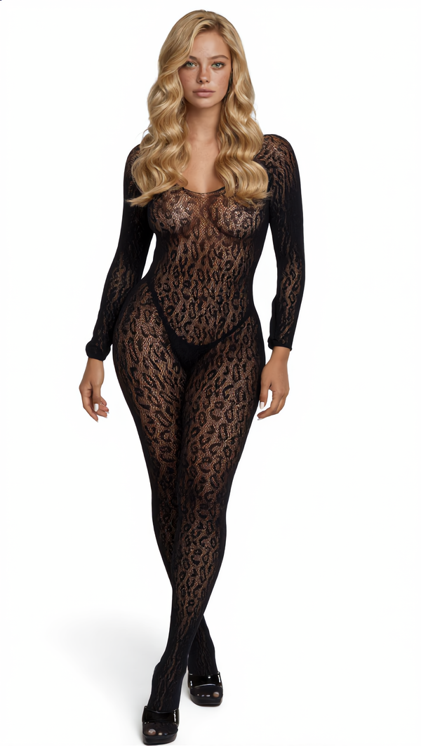 Be Wicked Queen Animal Instinct Bodystocking Black