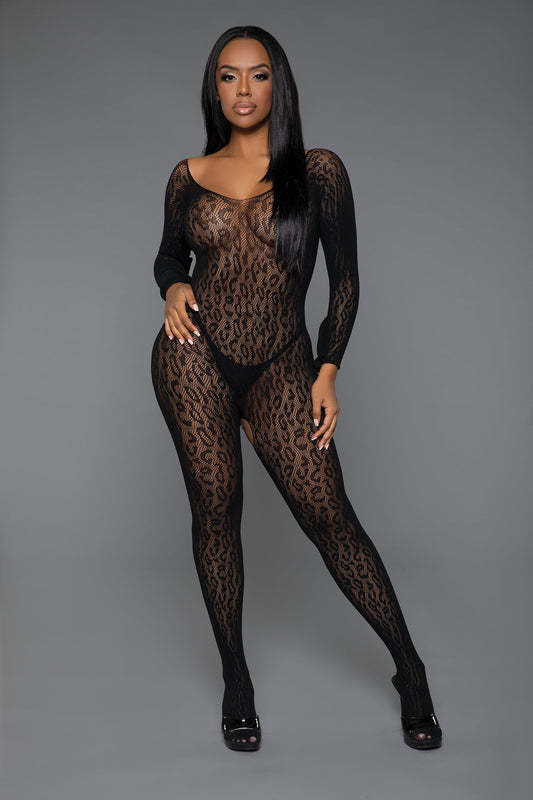 BeWicked Animal Instinct Catsuit Bodystocking Black