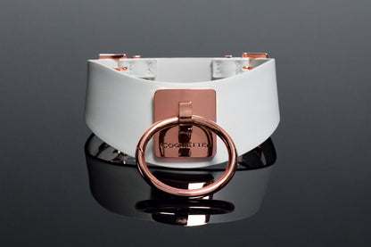 Coquette Pleasure Collection Adjustable Collar - White/Rose Gold