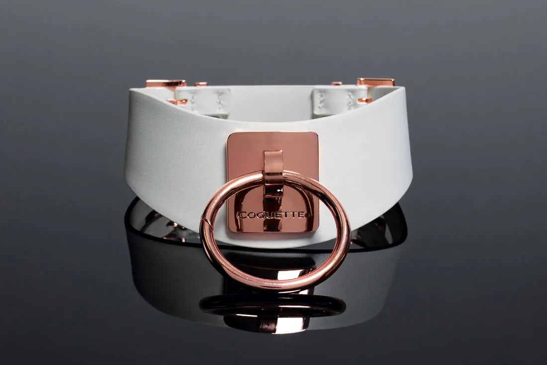 Coquette Pleasure Collection Adjustable Collar White/Rose Gold-Rebel Romance