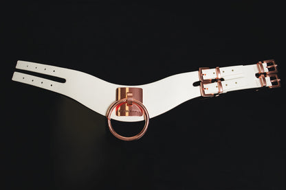 Coquette Pleasure Collection Adjustable Collar - White/Rose Gold