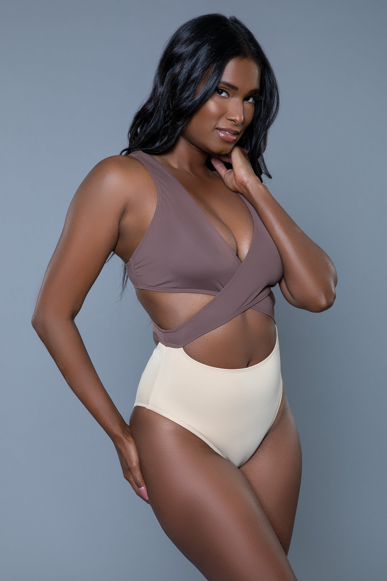 BeWicked Swimwear Mia Color Block Swimsuit One Piece Brown/Tan