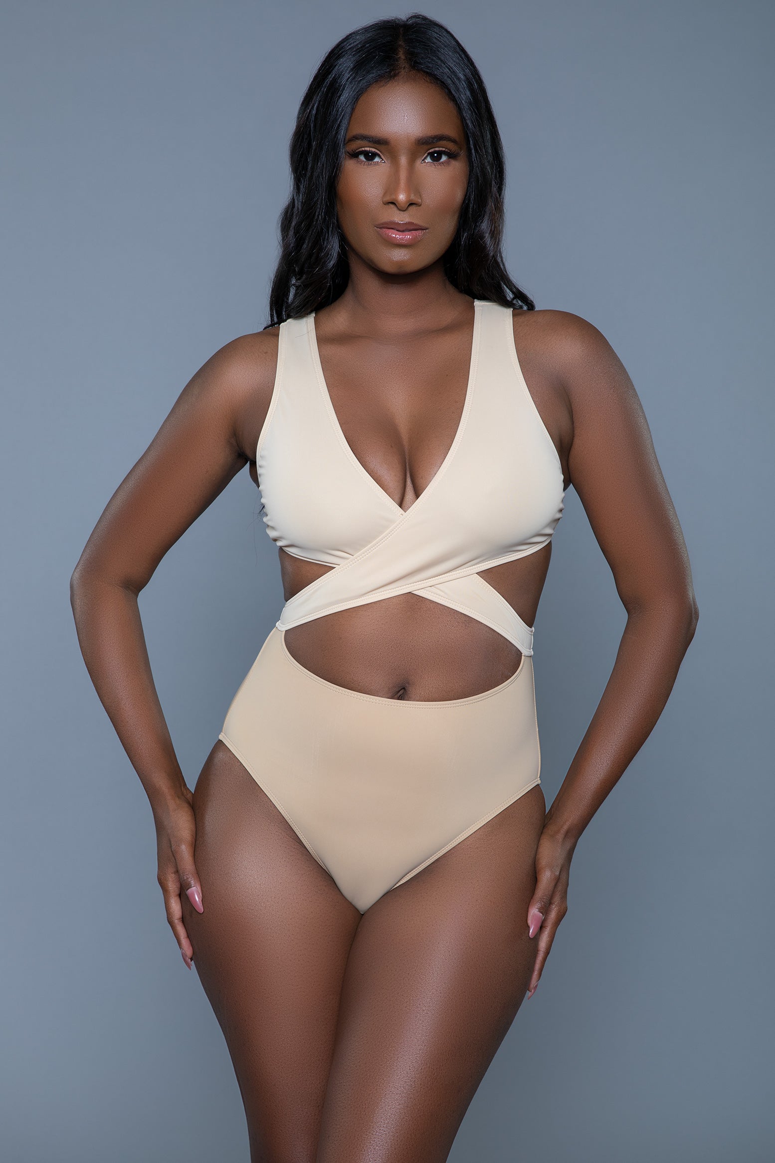 BeWicked Swimwear Mia Color Block Swimsuit One Piece Cream/Beige