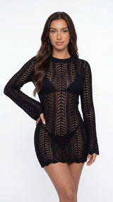 Be Wicked Kinsley Crochet Mini Dress Black