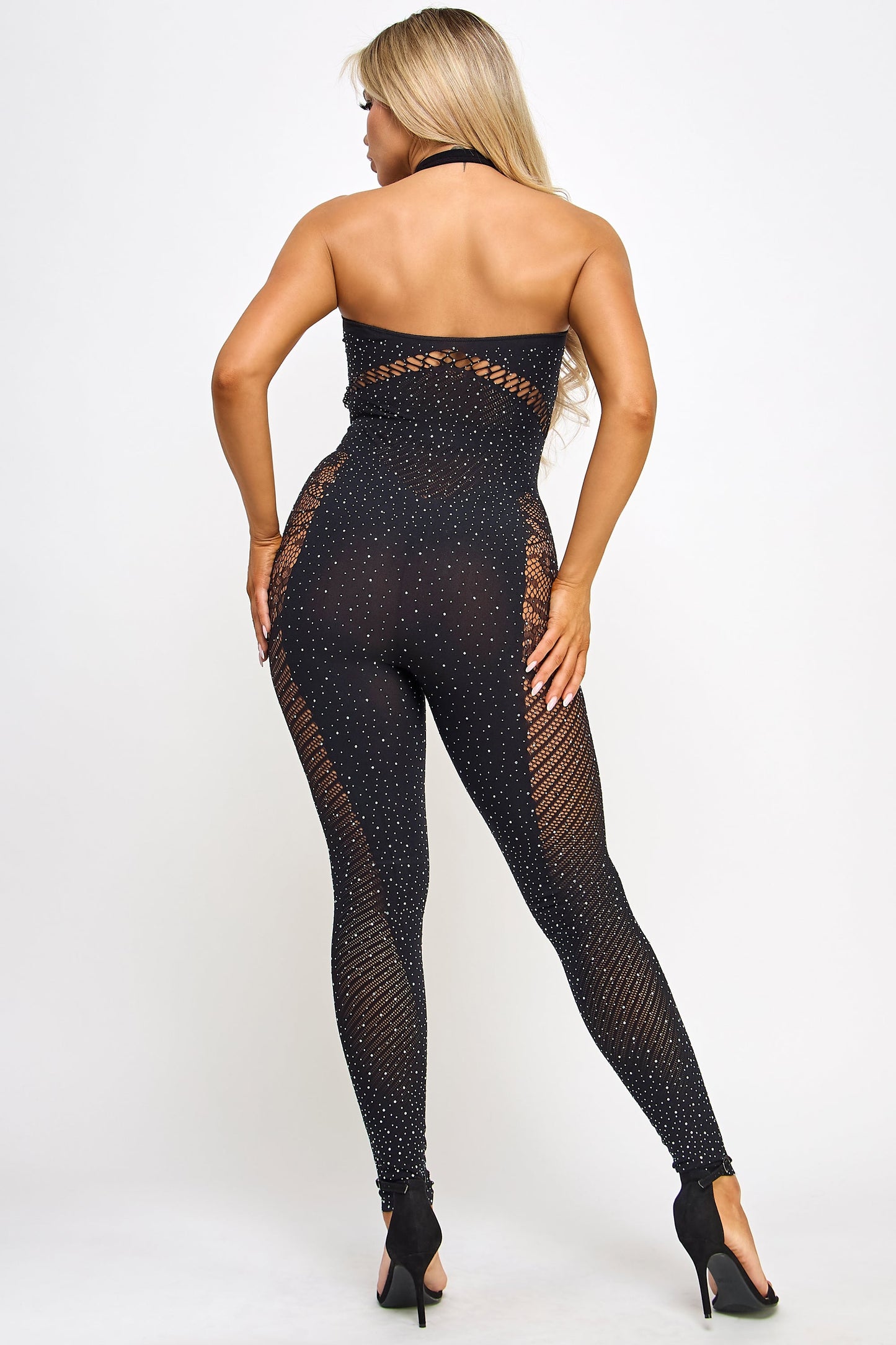 BeWicked Black Gemma Bodystocking Rhinestone Sparkle