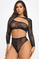 BeWicked Rose Bodystocking Set Black