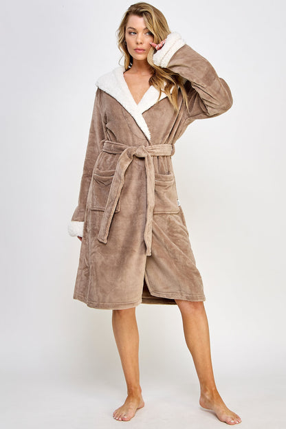 BeWicked Chic Plush Cozy Fleece Sydney Robe Brown