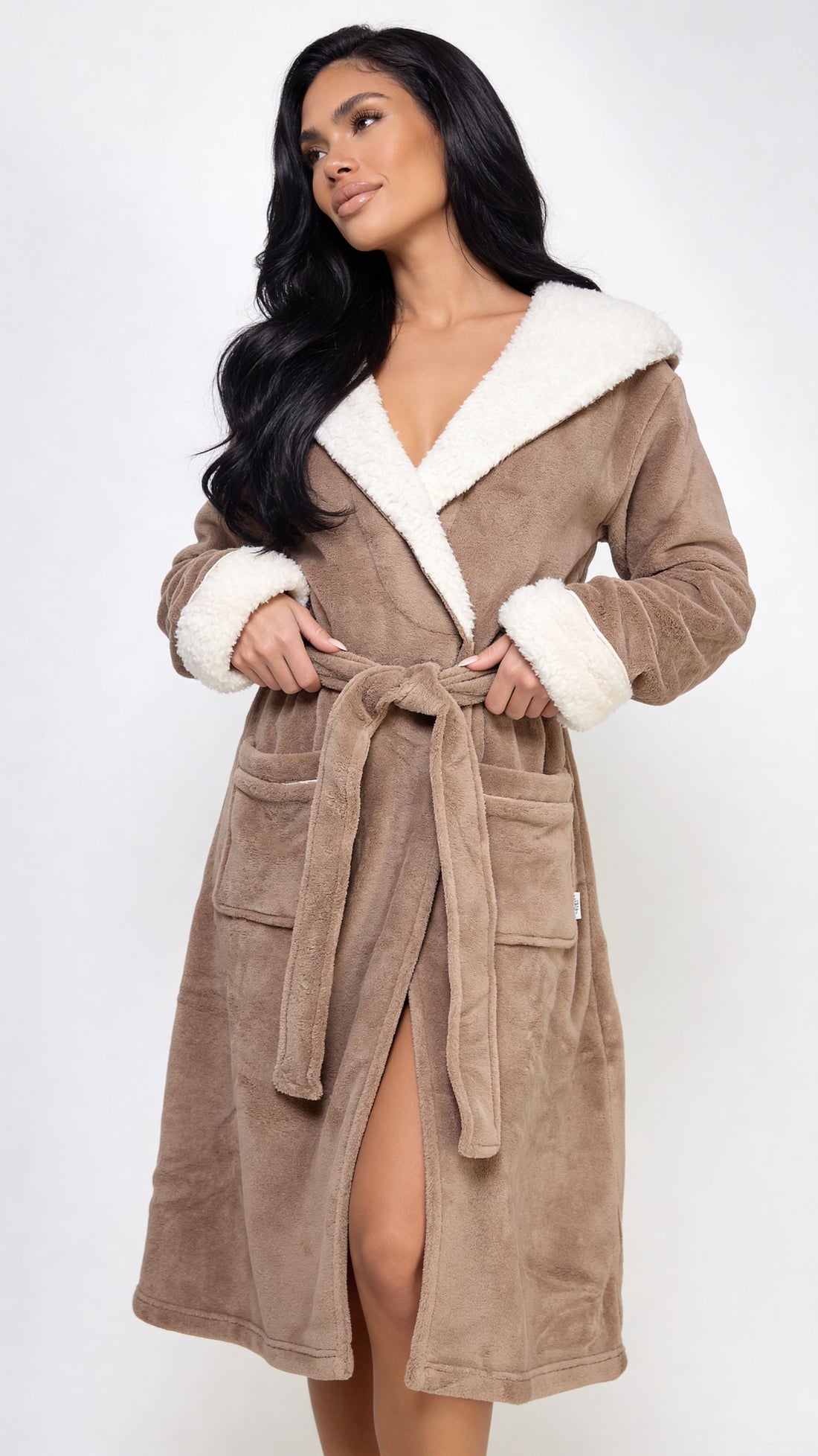 Be Wicked Sydney Robe Light Brown/White