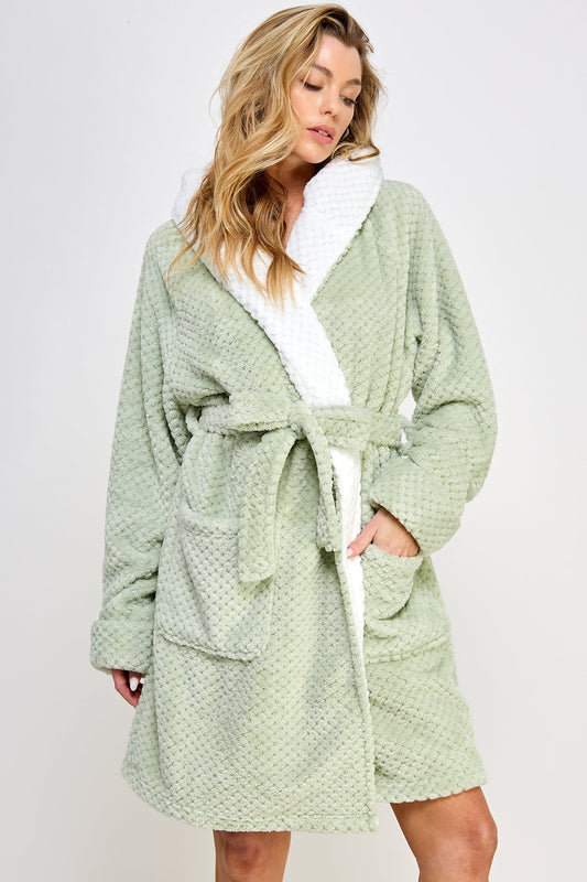 BeWicked Jacquard Bailey Hooded Robe Mint Green