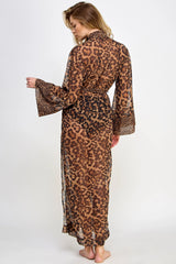 BeWicked Juliana Long Robe Sheer Chiffon Leopard Print