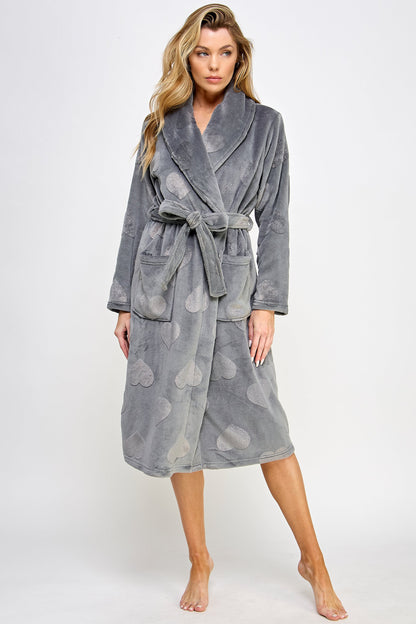 BeWicked Heart Plush Beverly Robe Slate Gray
