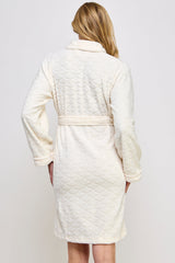 BeWicked Ariel Robe Jacquard Plush Long Sleeve with Pockets Cream