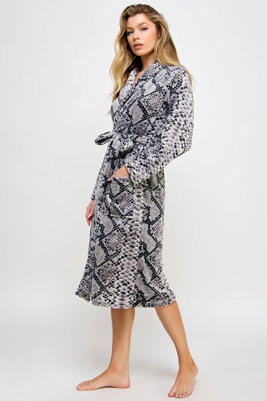 BeWicked Python Print Plush Payton Long Robe