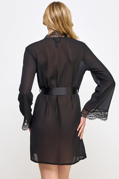 BeWicked Chiffon & Lace Vivian Sheer Robe
