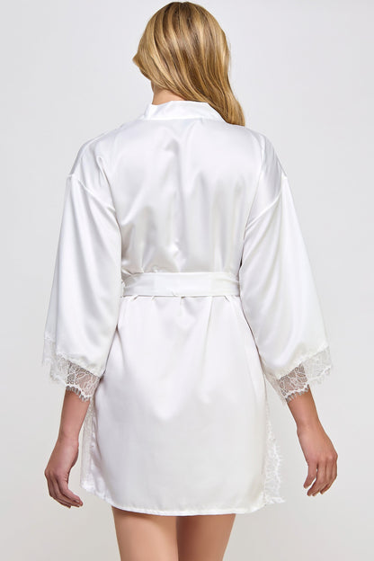 BeWicked Satin & Lace Gillian Robe White