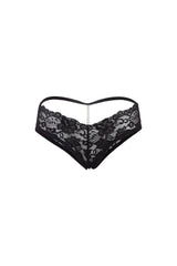 Oh la la Cheri Pixie Lace Boyshort Panty with Pearl Trim Black
