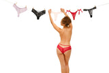 Oh la la Cheri Pixie Lace Boyshort Panty with Pearl Trim Red