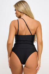 BeWicked Donna Tankini Set One Shoulder Swimsuit Black