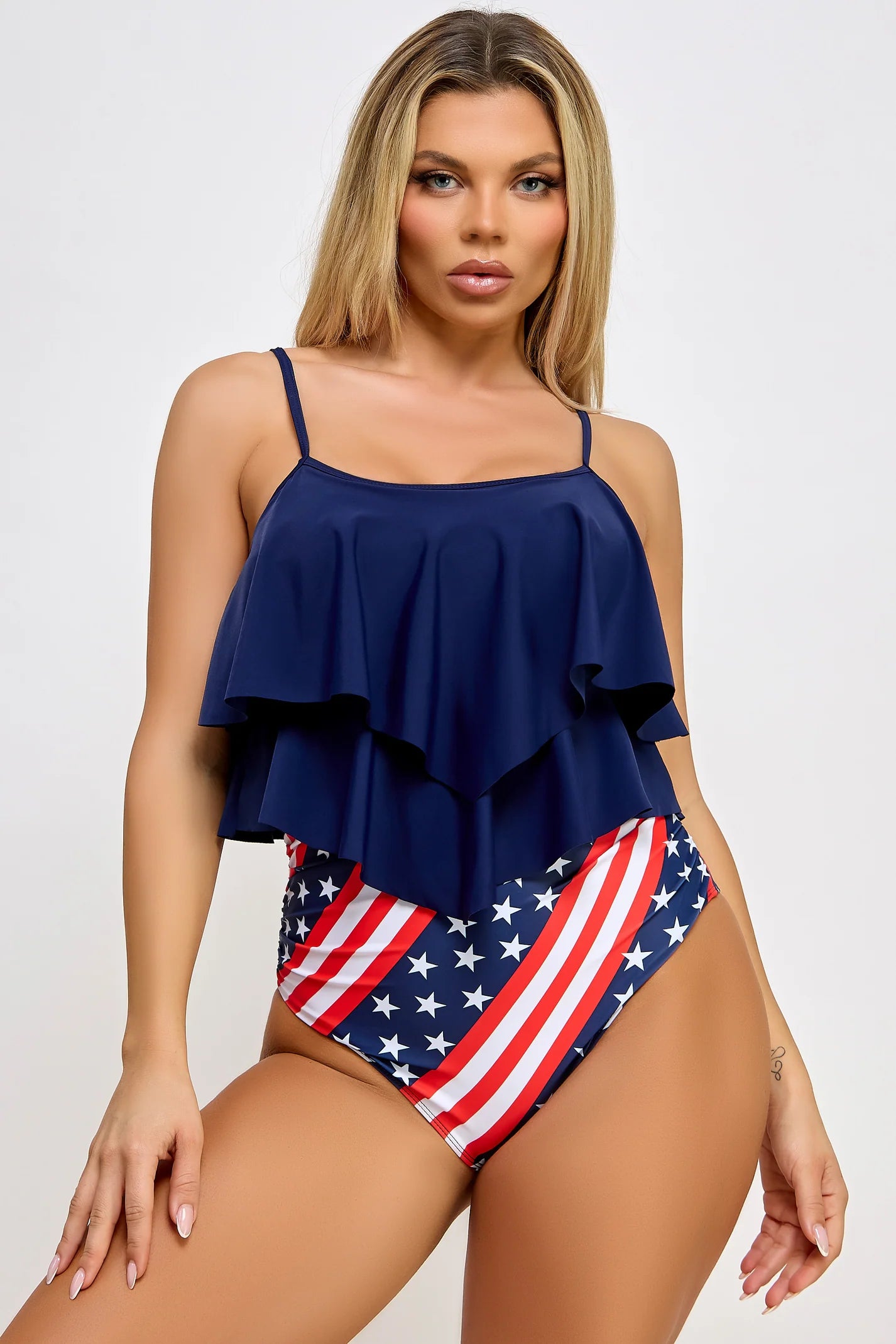 BeWicked Swimwear Margaret Tankini Set American Flag USA Patriotic