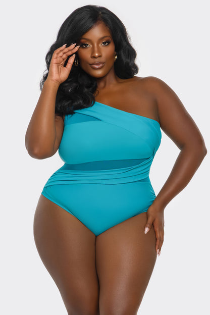 BeWicked Jaqueline One Piece Swimsuit Tummy Control Teal