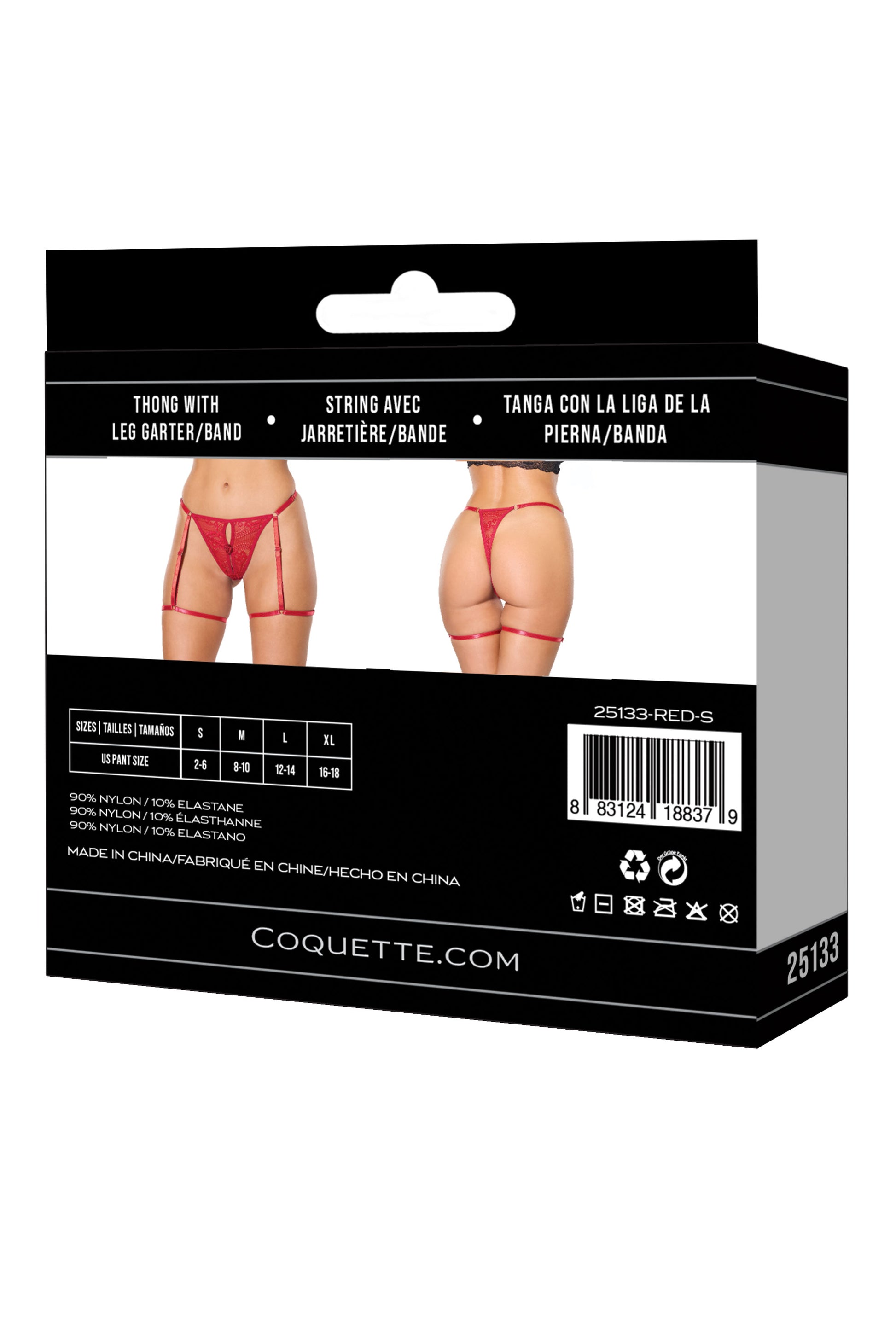 Coquette Lingerie Sexy Lace Gartered Thong Panty Red