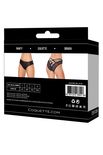 Coquette Lingerie Sexy Lace Strappy Bow Back Bikini Panty Black