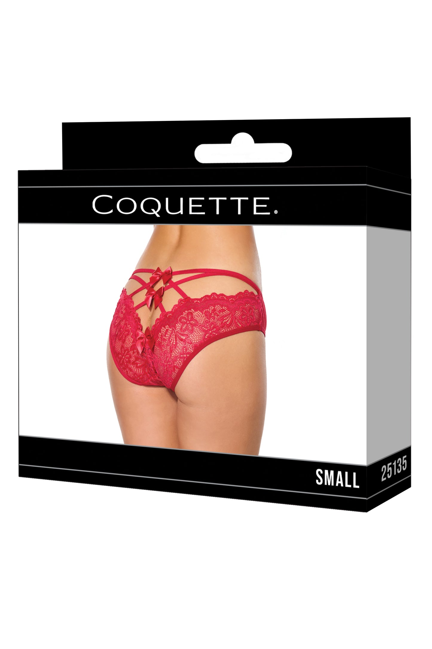 Coquette Lingerie Sexy Lace Strappy Bow Back Bikini Panty Red
