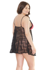 Coquette Queen Nightingale Babydoll & G-String Black