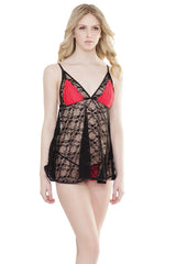 Coquette Queen Nightingale Babydoll & G-String Black