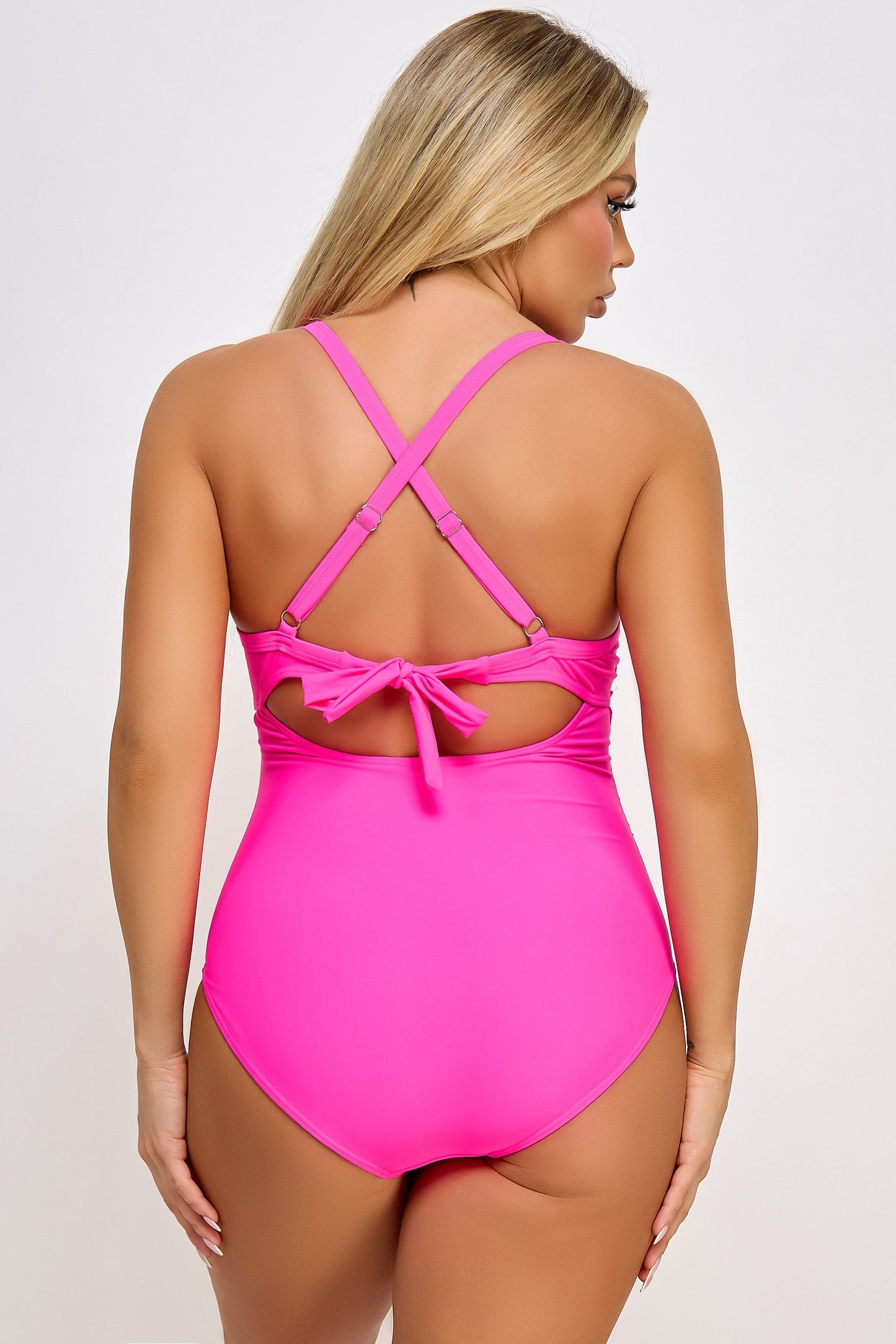 BeWicked Swimwear Marilyn One Piece Swimsuit Tummy Control Hot Pink