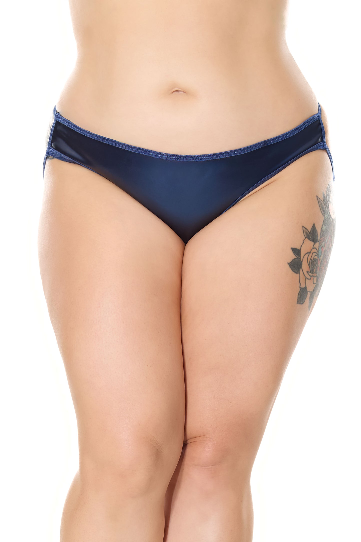 Coquette Darque Blue Metallic Chain Caged Back Panty