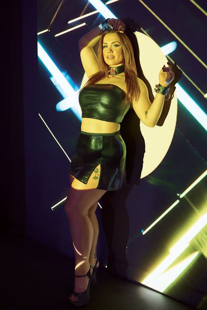 Coquette Darque Wet Look Mini Skirt Black