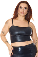 Coquette Darque Wet Look Tube Top Black