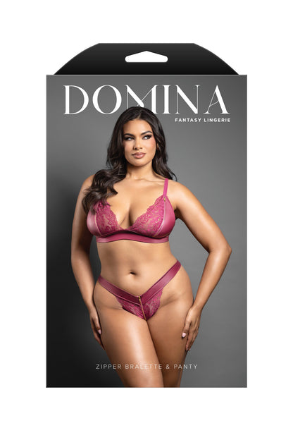 Fantasy Domina Zipper Bralette & Panty Set Queen