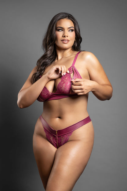 Fantasy Domina Zipper Bralette & Panty Set Queen