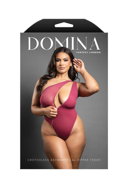 Fantasy Domina Crotchless Asymmetrical Zipper Teddy Queen