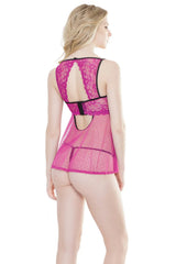 Coquette Magenta Magic Babydoll & G-String Set Dark Pink
