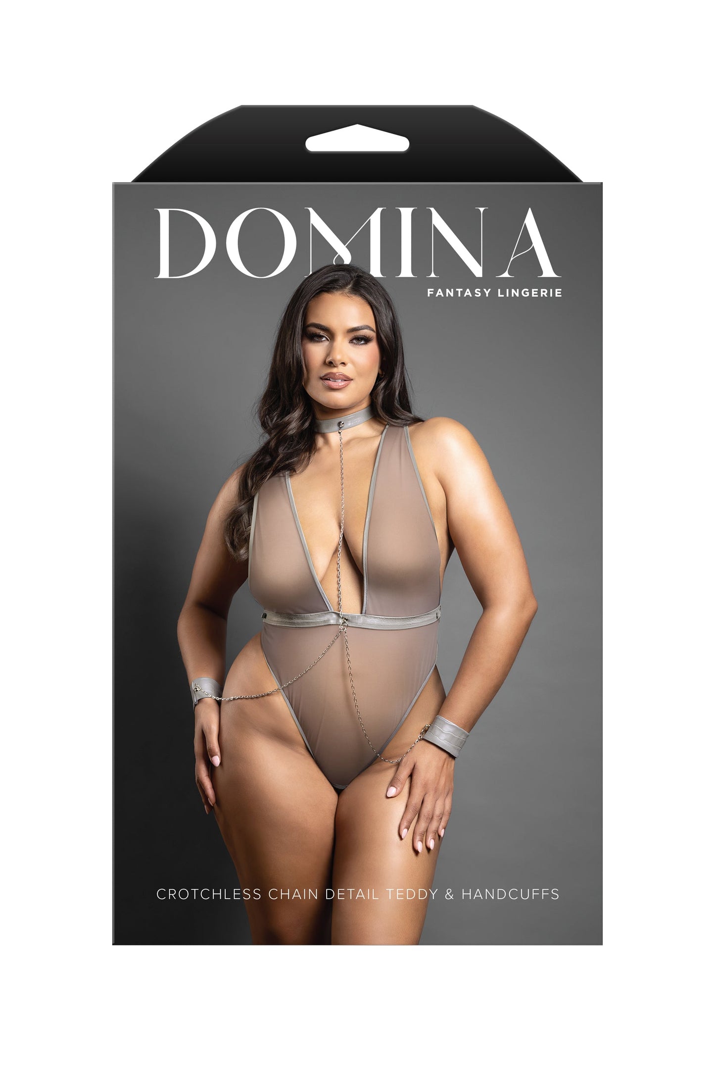 Fantasy Domina Crotchless Chain Detail Teddy & Handcuffs Set Queen
