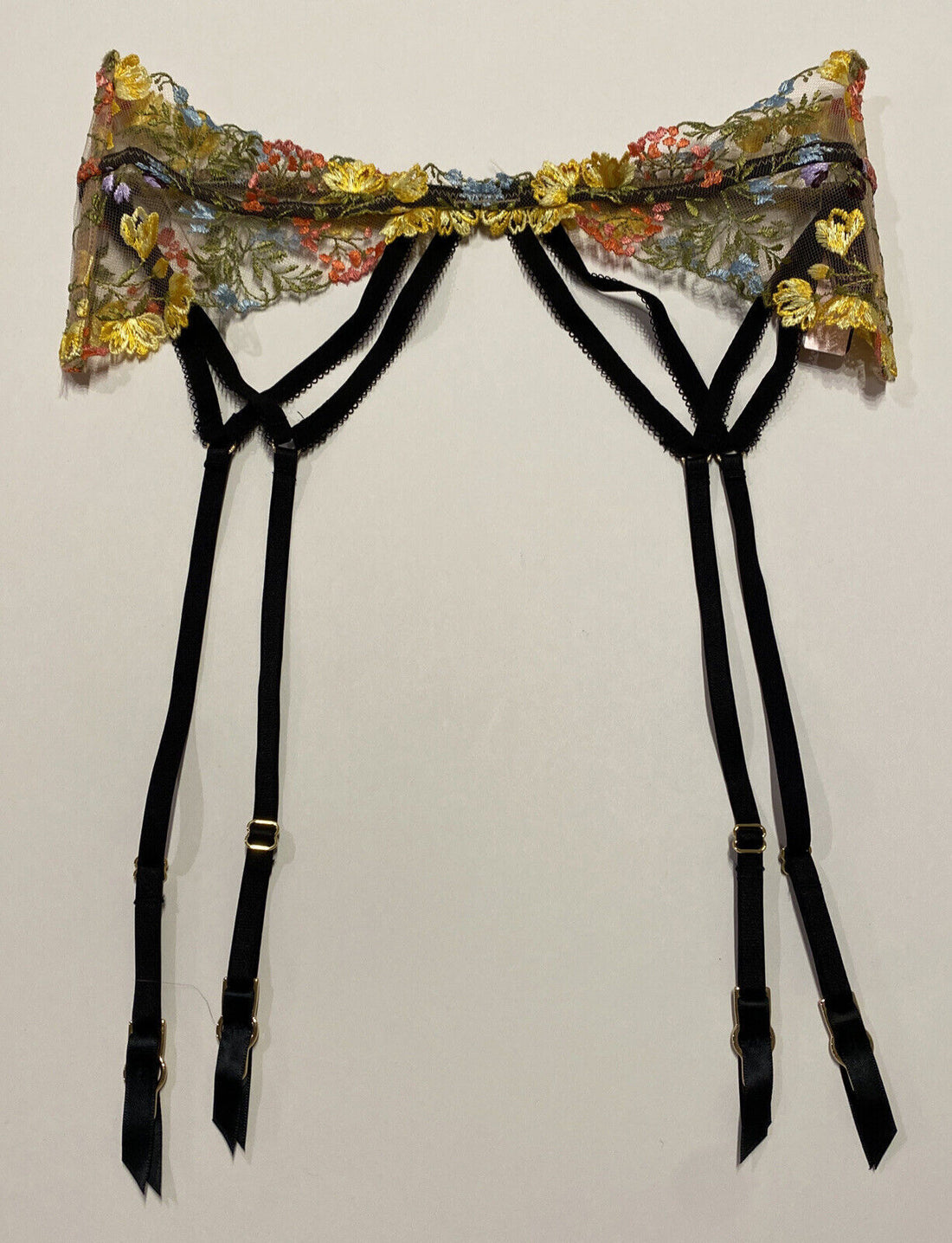 Victoria's Secret Dream Angels Sheer Floral Embroidery Garter Belt XS/S